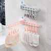 Wall Mounted Foldable Multi-Function 10 Clip Cloth Hanger