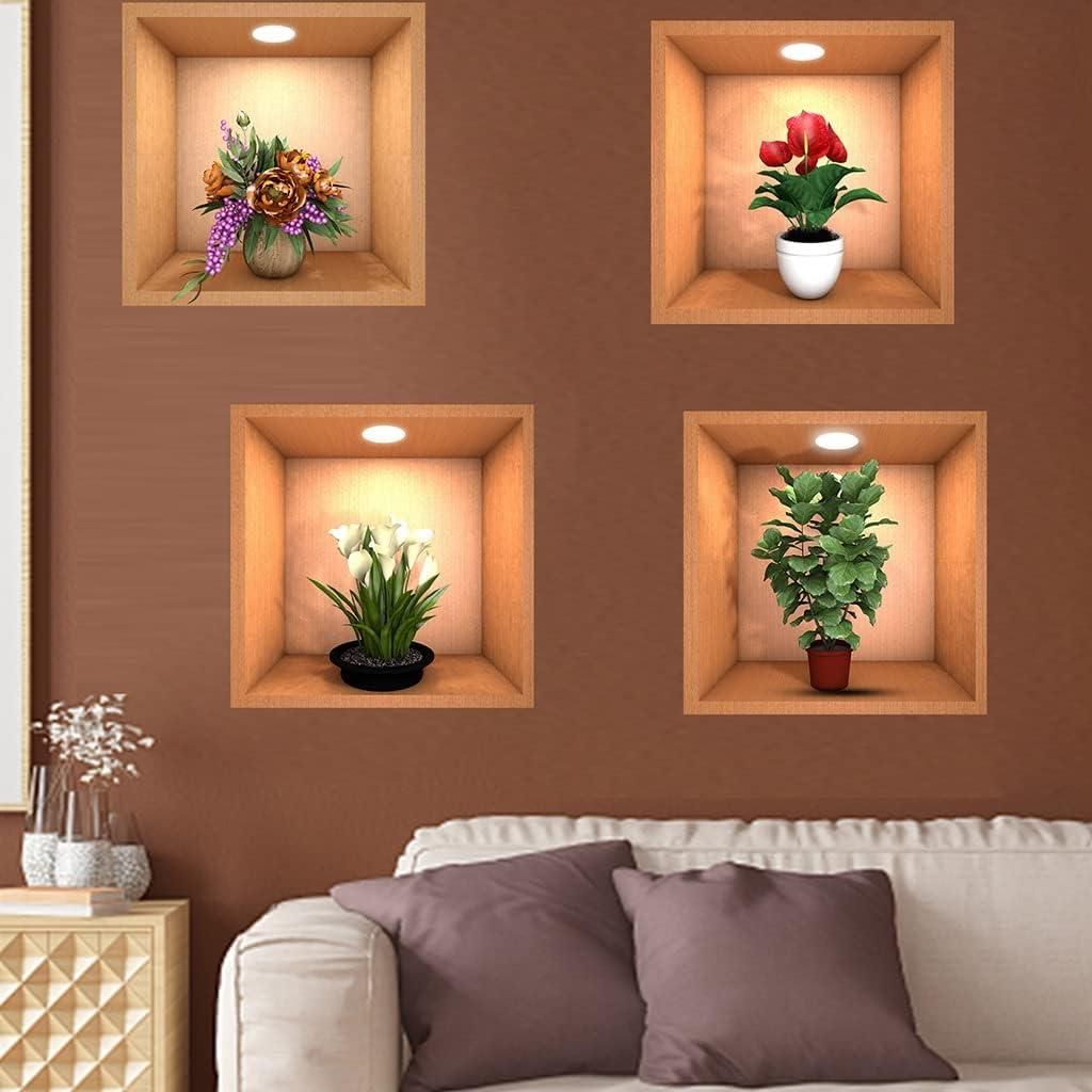 3D Vase Wall Sticker (Pack of 4))