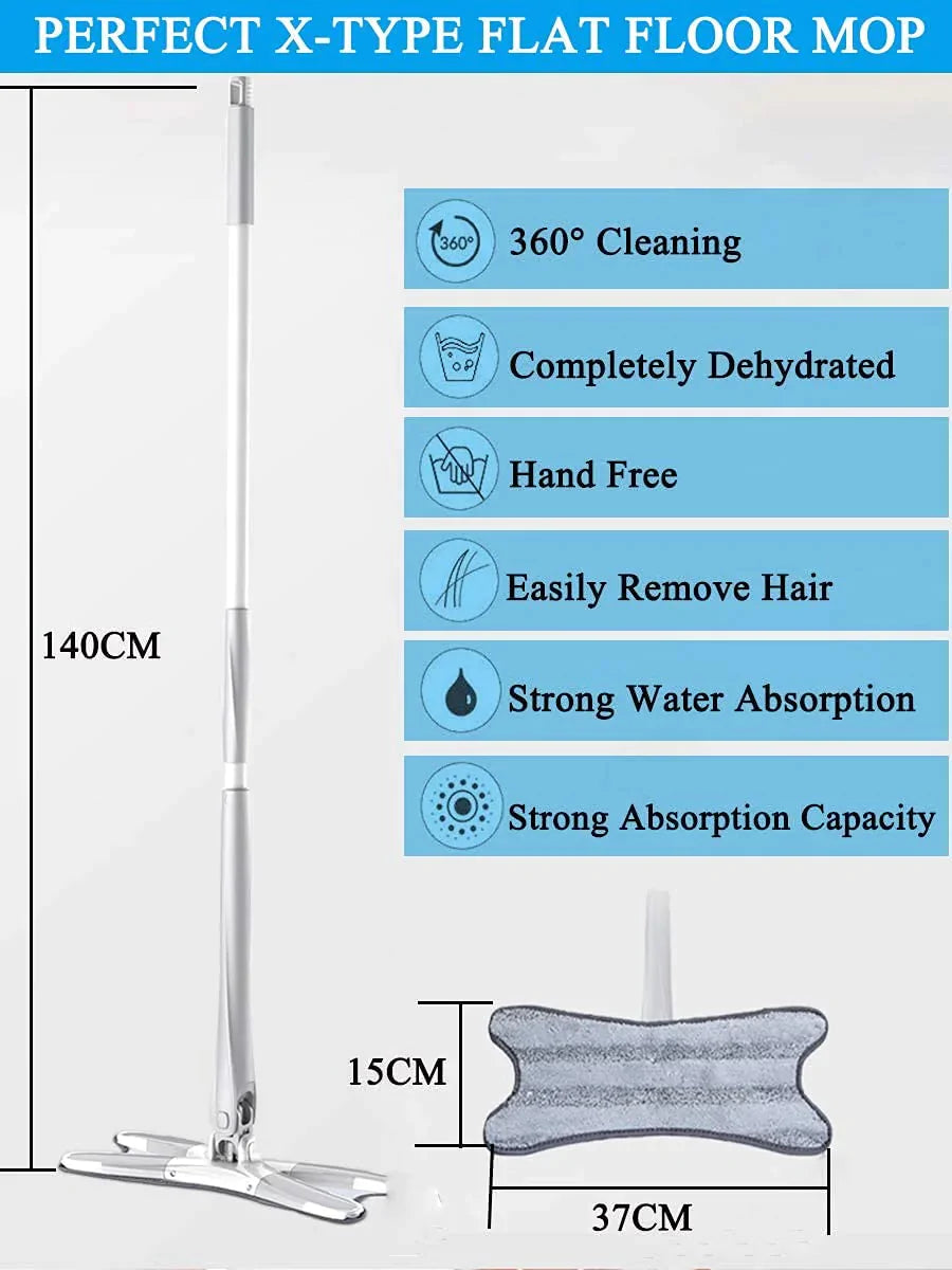 360 Degree AUTO X MOP for Home Replace Hand-free Wash Household Cleaning Tools